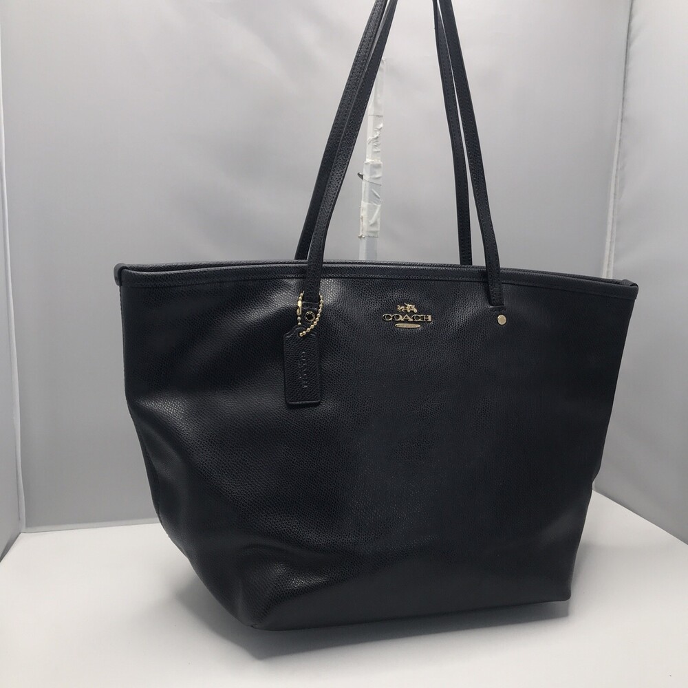 Coach New York Horse & Carriage Pebbled Leather Tote Blue Zipper Great Condition - Picture 2 of 13